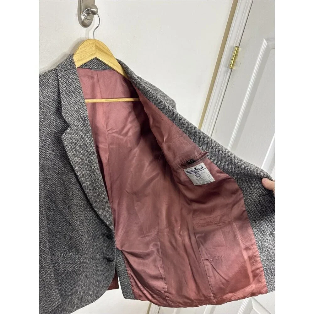 Harris‎ Tweed Men 42 Wool Gray Blazer Sports Coat Herringbone